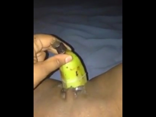 putting banana in her pussy